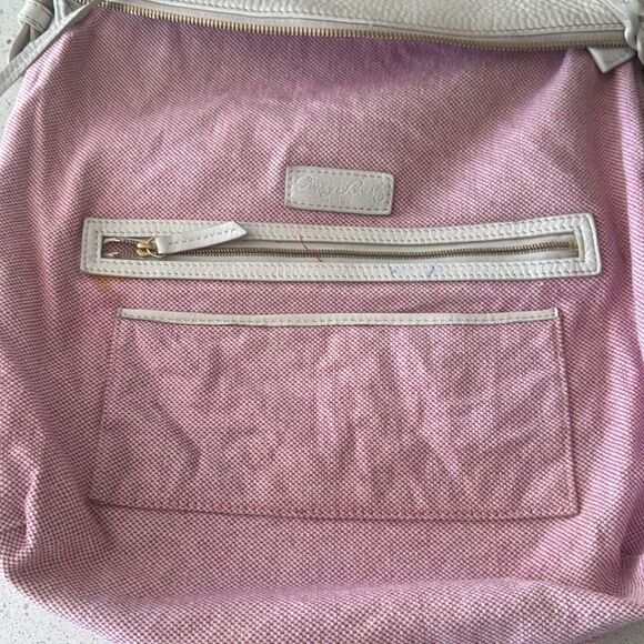 DOONEY & BOURKE Cream Pebble Leather Hobo Shoulder Handbag Top Zip Closure GUC - Picture 8 of 16